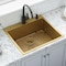 Ruvati 25 inch Polished Brass Matte Gold Drop-in Topmount Kitchen Sink Single Bowl RVH5007GG - alternate 1